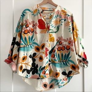 NWT Anthropologie Crisanta Oversize Poplin Button Down Top